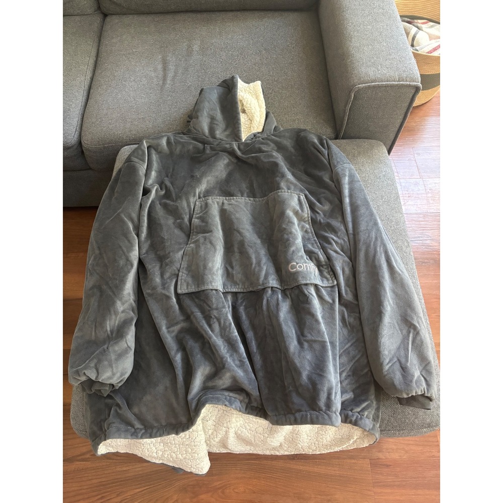 The‎ Comfy Original Oversized Wearable Blanket Hoodie Charcoal Grey Sherpa Lined